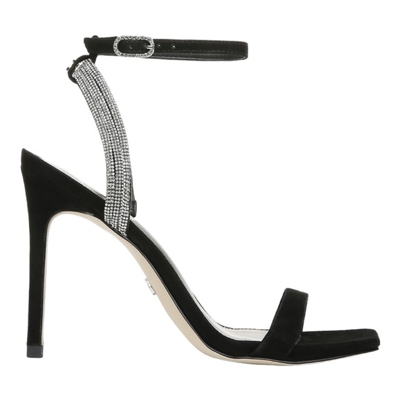 Sam Edelman Ophelia Crystal-Embellished Suede High-Heel Sandals - Picture 16 of 16